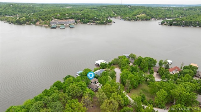 207 Buck Deer Ln, Camdenton, MO 65020 - birds eye view of property featuring a forest view and a water view