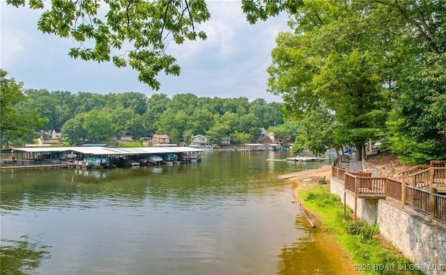 water view with a boat dock