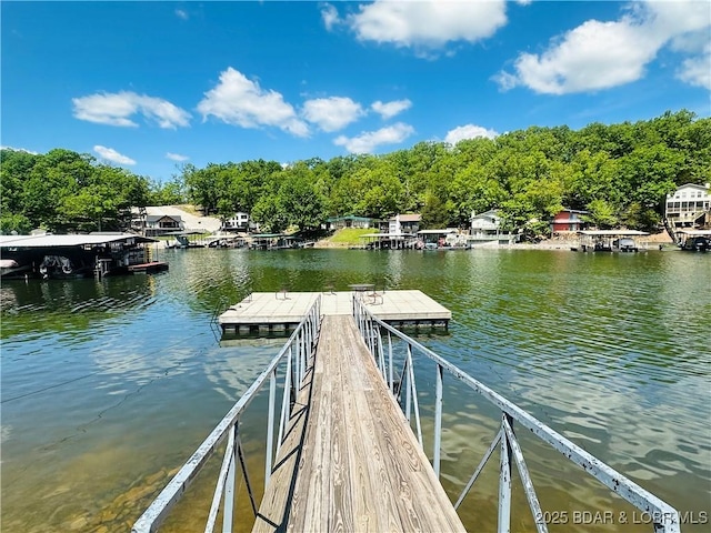 dock area featuring a water view