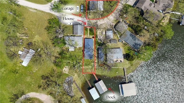 aerial view of a nearby body of water