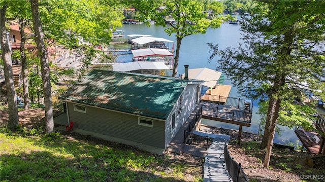31445 Raytown Dr, Rocky Mount, MO 65072 - exterior space featuring a water view and metal roof