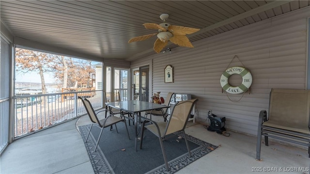 141 Wye Dr, Lake Ozark, MO 65049 - sunroom with a ceiling fan, healthy amount of natural light, and outdoor dining area