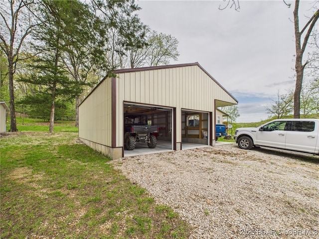 view of detached garage