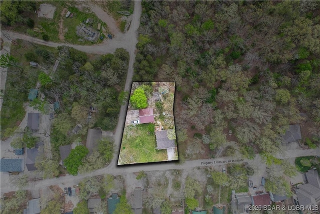 aerial overview of property's location with property parcel outlined