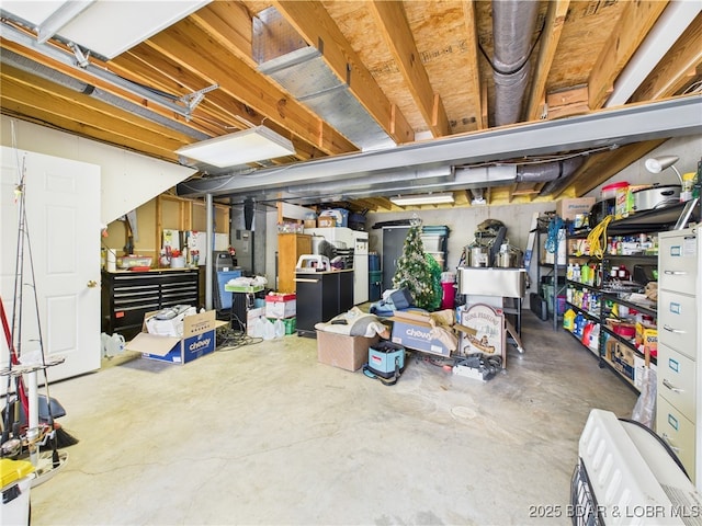 view of unfinished basement
