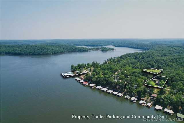 34 Glenmeadows Ct, Linn Creek, MO 65052 - aerial view of property's location with a forest and property boundaries highlighted