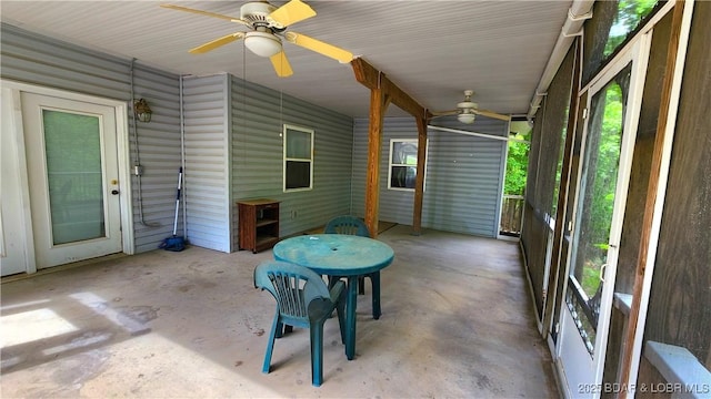 view of patio with ceiling fan