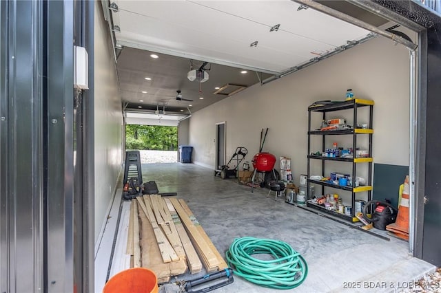 garage with a garage door opener