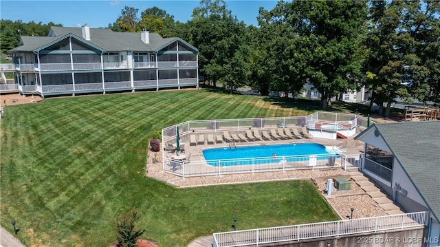 community pool with a patio area
