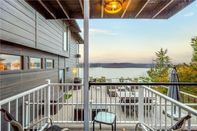 balcony with a water view