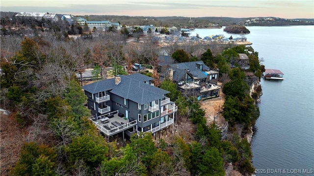 aerial view at dusk of a water view
