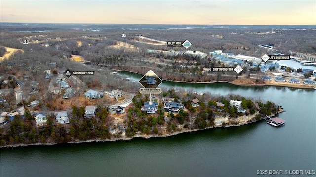 aerial view at dusk of a water view