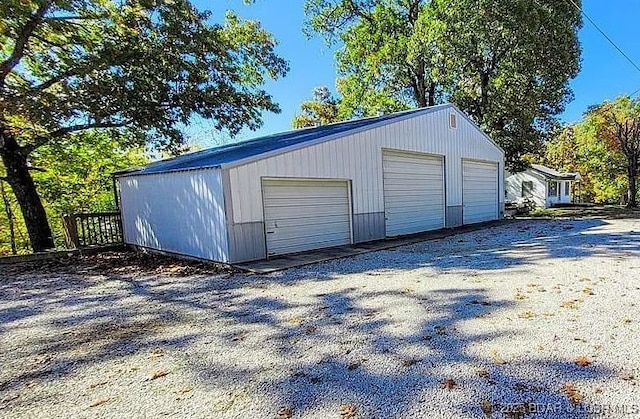 view of detached garage