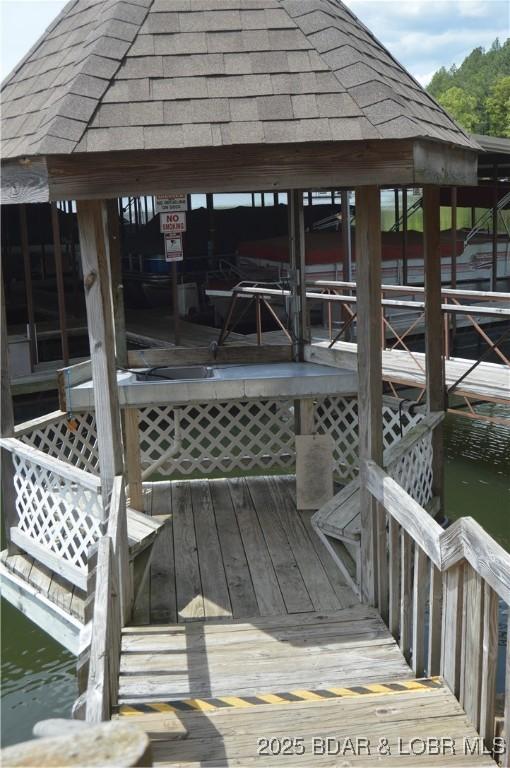 dock area with a gazebo
