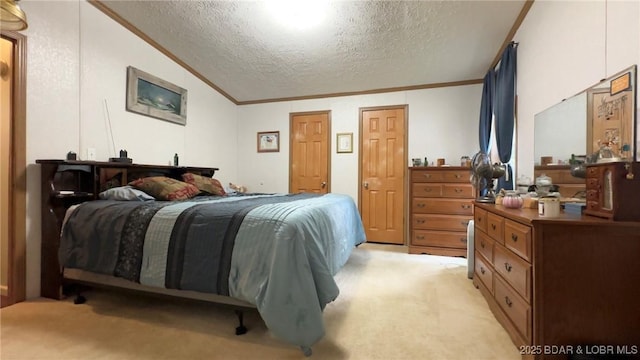29745 Canary Rd, Gravois Mills, MO 65037 - bedroom featuring crown molding, light carpet, and a textured ceiling