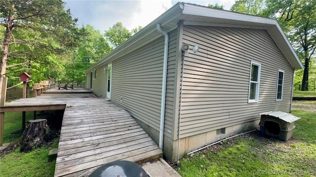 29745 Canary Rd, Gravois Mills, MO 65037 - view of side of home with a wooden deck