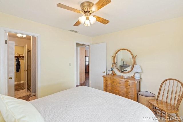 bedroom featuring ceiling fan