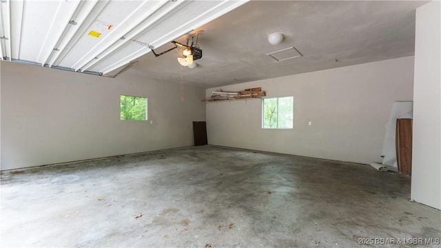 garage with a garage door opener
