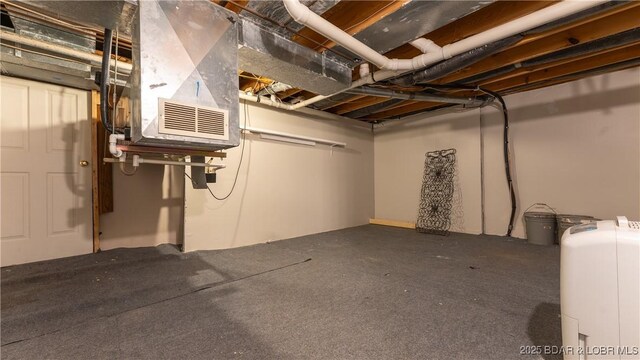 view of unfinished basement