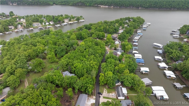 aerial view of a nearby body of water