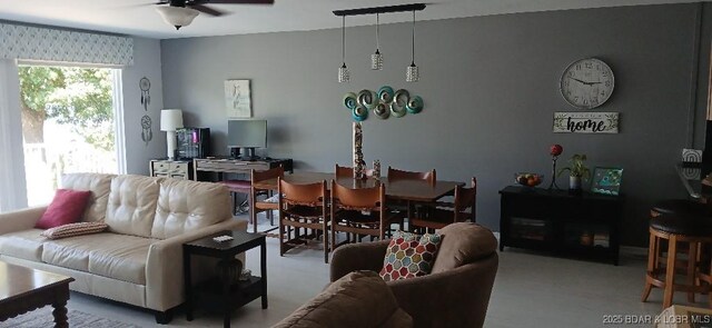 50 Shannon Cir, Sunrise Beach, MO 65079 - living room featuring ceiling fan