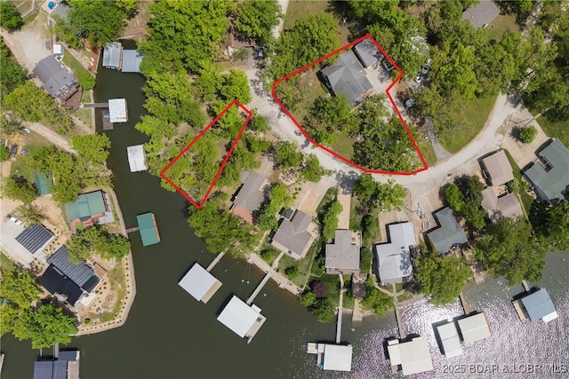 aerial view of property's location featuring property parcel outlined