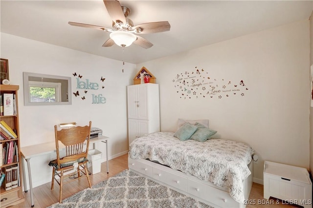 26553 Mesa Dr, Rocky Mount, MO 65072 - bedroom featuring light wood-style floors and a ceiling fan