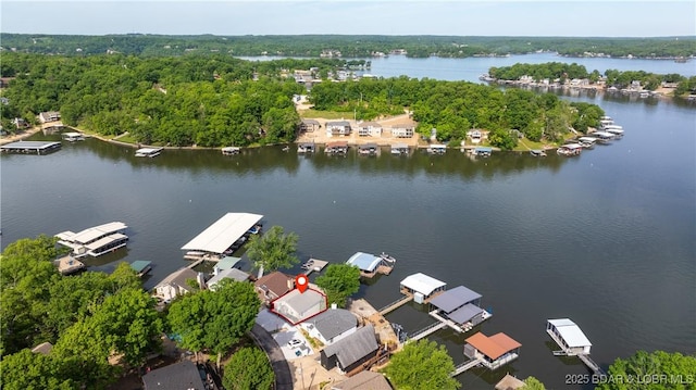 aerial view of a nearby body of water