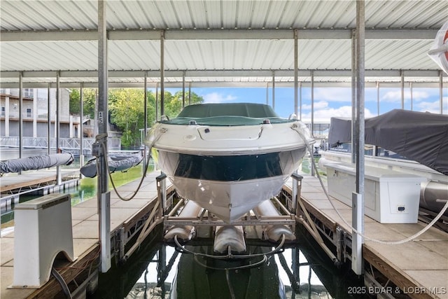 dock area with boat lift