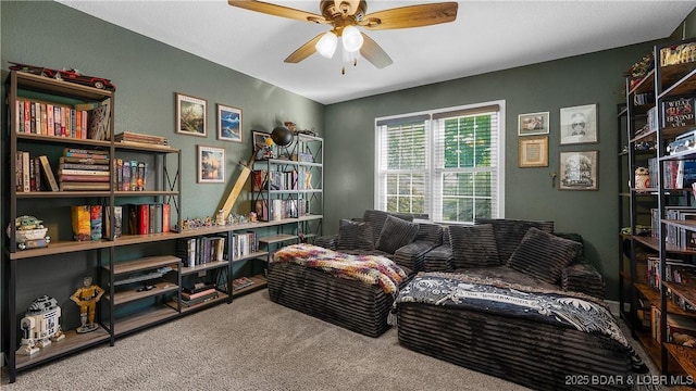907 Sunnyview Cir, Eldon, MO 65026 - sitting room featuring ceiling fan and carpet