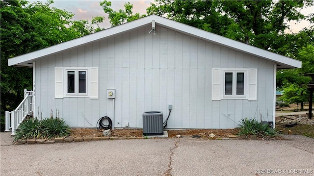 view of property exterior featuring central air condition unit