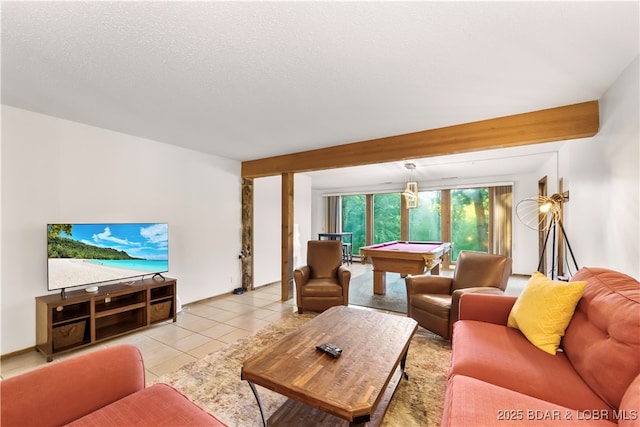 living area with billiards and light tile patterned flooring