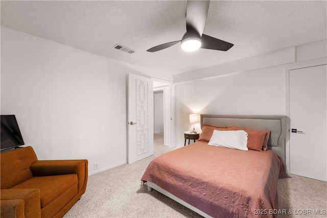 bedroom featuring carpet flooring and ceiling fan
