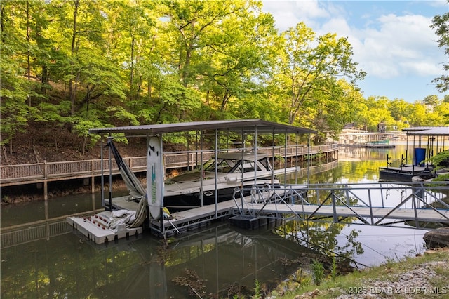 dock area featuring a water view