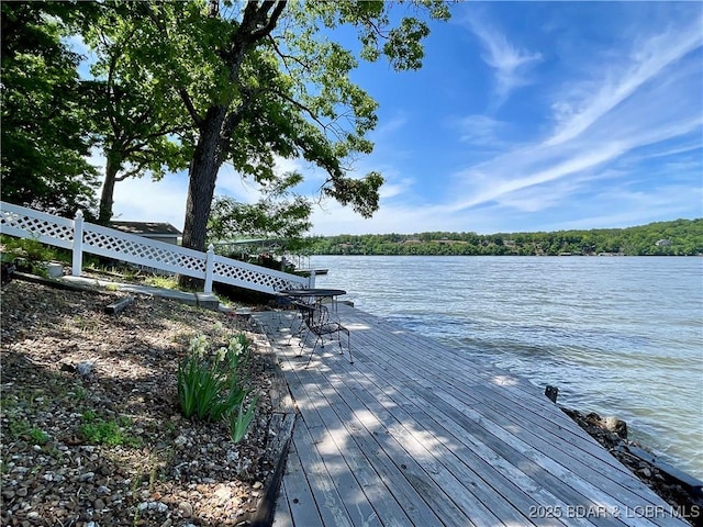 dock featuring a water view