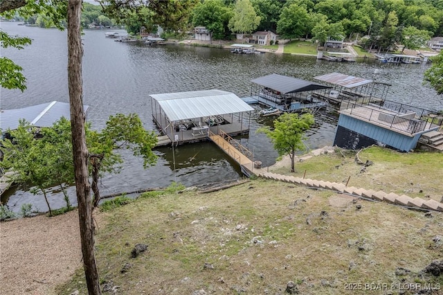 dock area featuring a water view