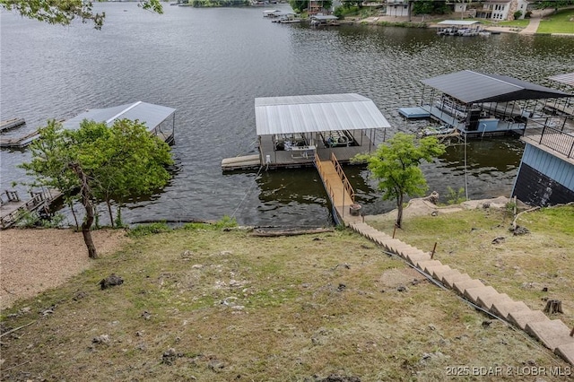 dock area featuring a water view
