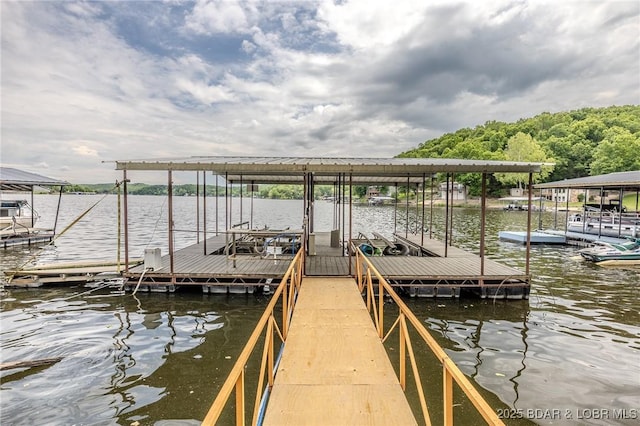 dock featuring a water view and boat lift
