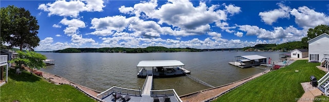 dock area featuring a water view