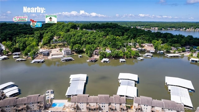 aerial overview of property's location with a nearby body of water