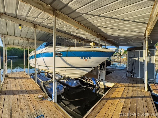 dock with boat lift