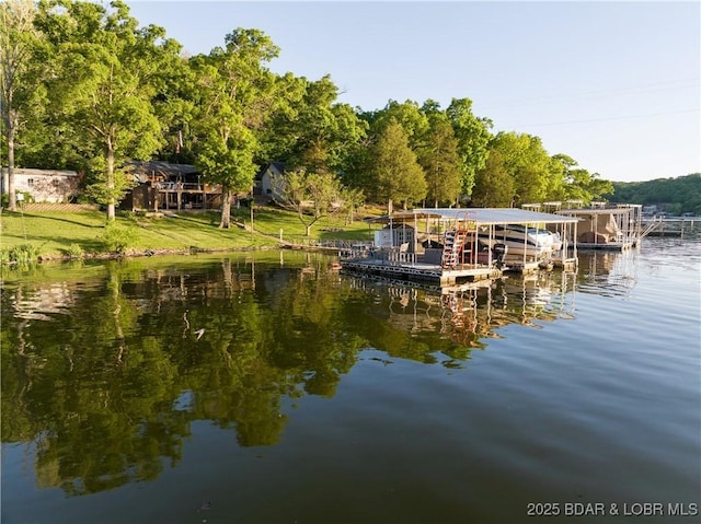 dock area featuring a water view