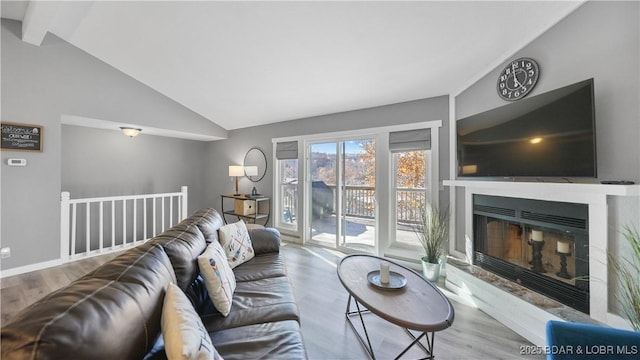 279 Spring Rd, Lake Ozark, MO 65049 - living area with wood finished floors and a glass covered fireplace