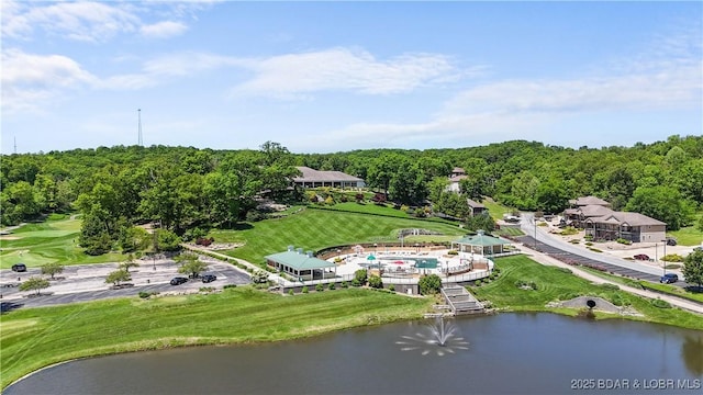 aerial view of a nearby body of water