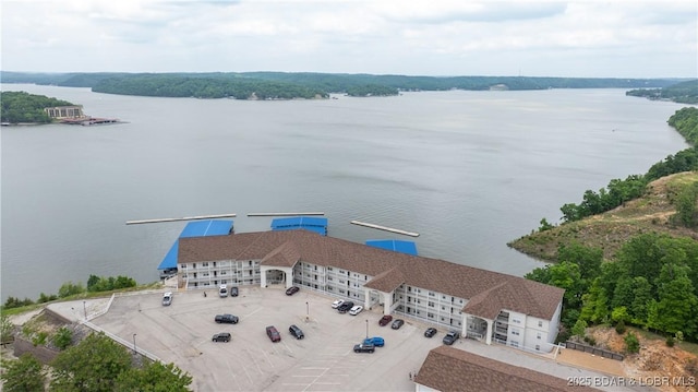 aerial view of a nearby body of water