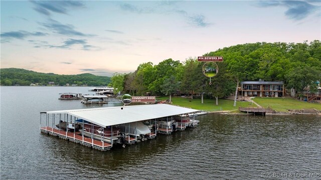 424 Bowers Dr, Camdenton, MO 65020 - dock area with a water view and boat lift