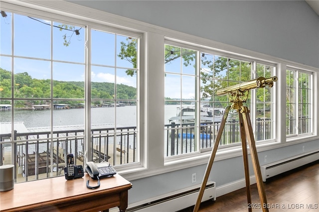 12 Mimosa Rd, Rocky Mount, MO 65072 - sunroom / solarium with a baseboard heating unit and a water view