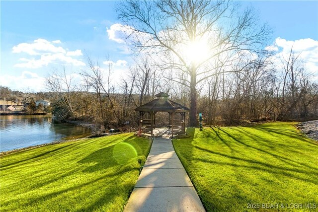 172 Cedar Glen Dr Unit 4B, Camdenton, MO 65020 - view of front of property featuring a gazebo, a water view, and a front lawn