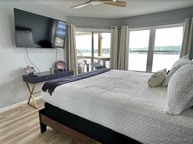 1481 Ledges Dr Unit 1019, Osage Beach, MO 65065 - bedroom with wood finished floors, baseboards, and ceiling fan