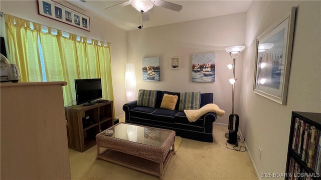 18130 Millstone Cove Rd Unit 447, Gravois Mills, MO 65037 - carpeted living room featuring a ceiling fan